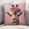2D Flat- Royal Crown Giraffen Pink Throw Pillow Cover Luxury Animal Decorative Pillowcase For Home Sofa Bedroom