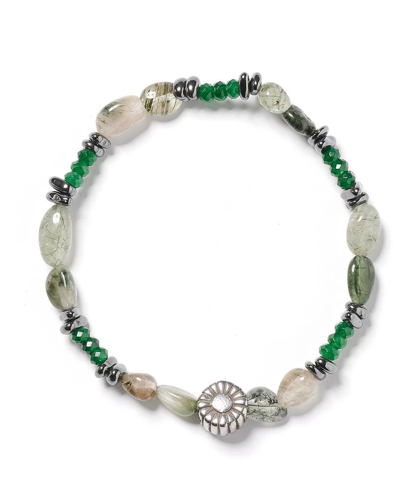 Polalita Sunflower Green Asymmetrical Stone Mix Bracelet (Plt-Br-024_Gn)
