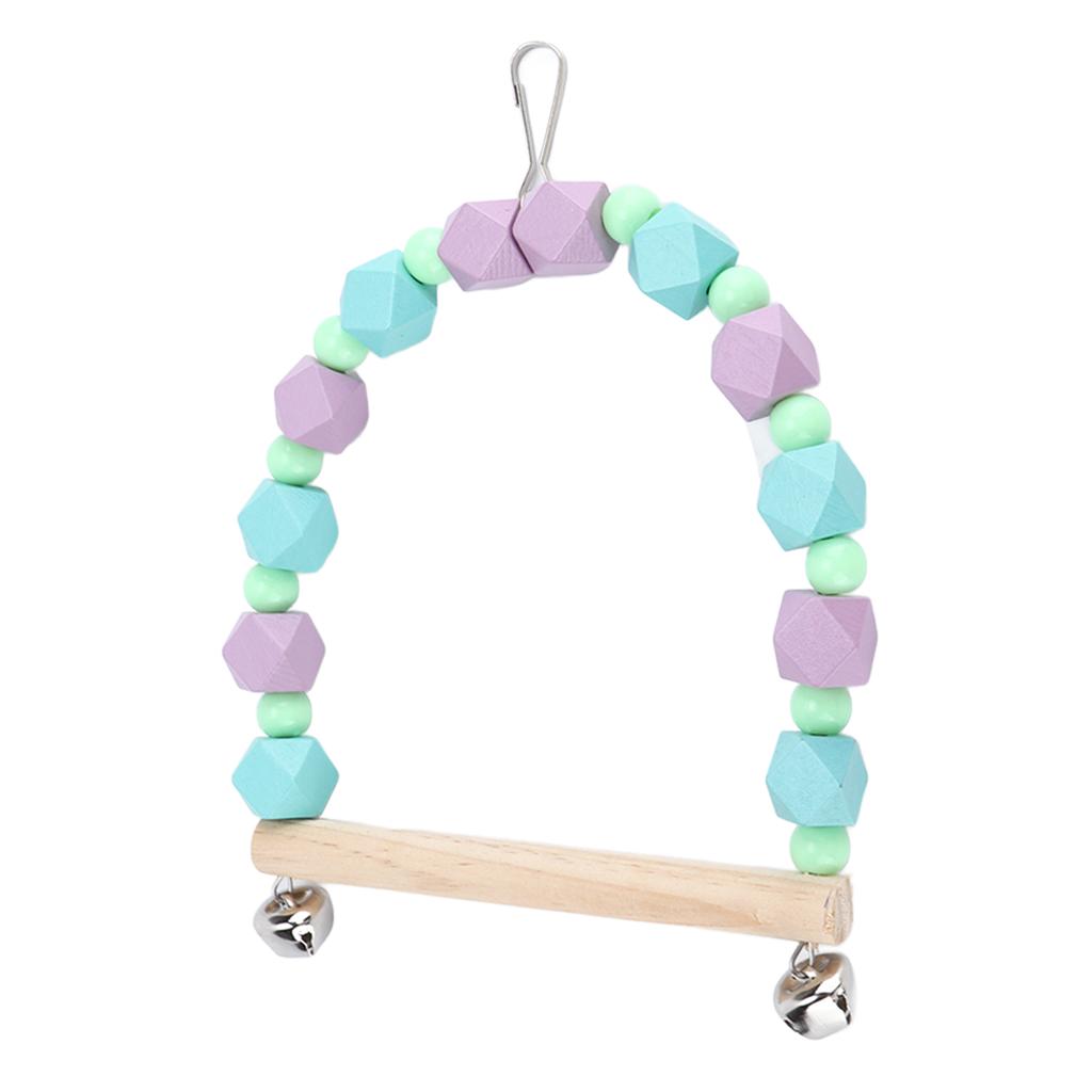 Papageienfarbige Holzklotzschaukel Natürliche Bunte Holzvogelschaukel für Kleine und Mittelgroße Papageien