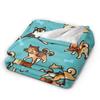 Retro Vintage Art Cute Dogs Blanket Quality Soft Warm  Throw Blanket Autumn Kids Couch Chair Sofa Bed Fashion Bedspread