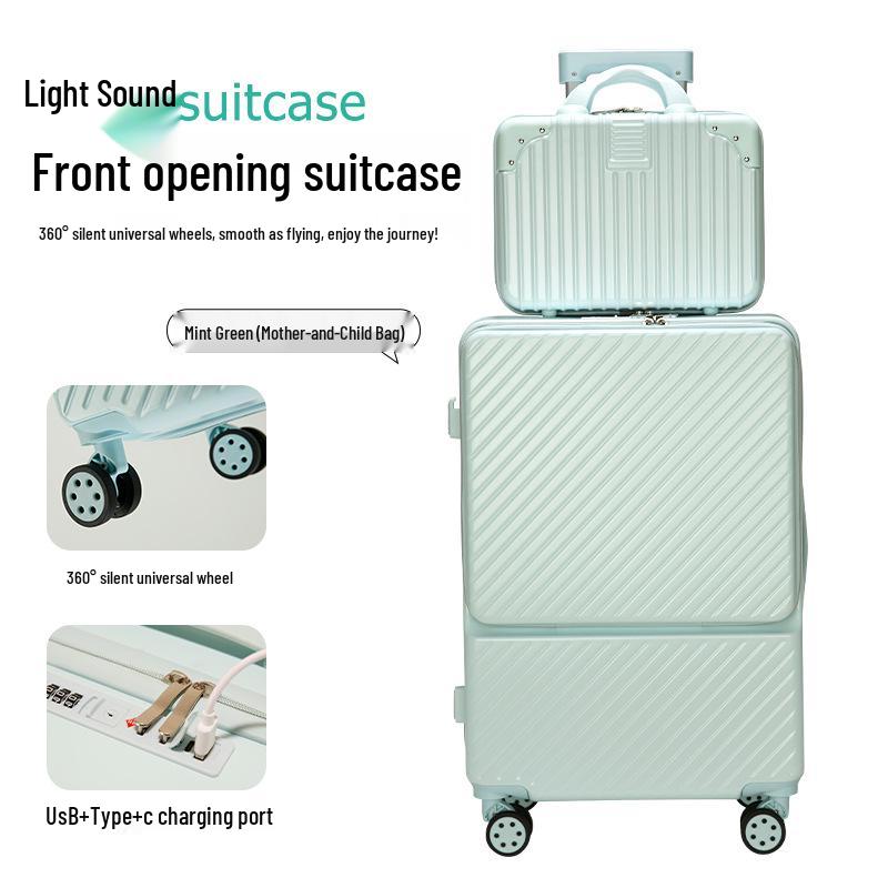 24-Inch Silent Universal Wheel Suitcase with Front Opening and Combination Lock