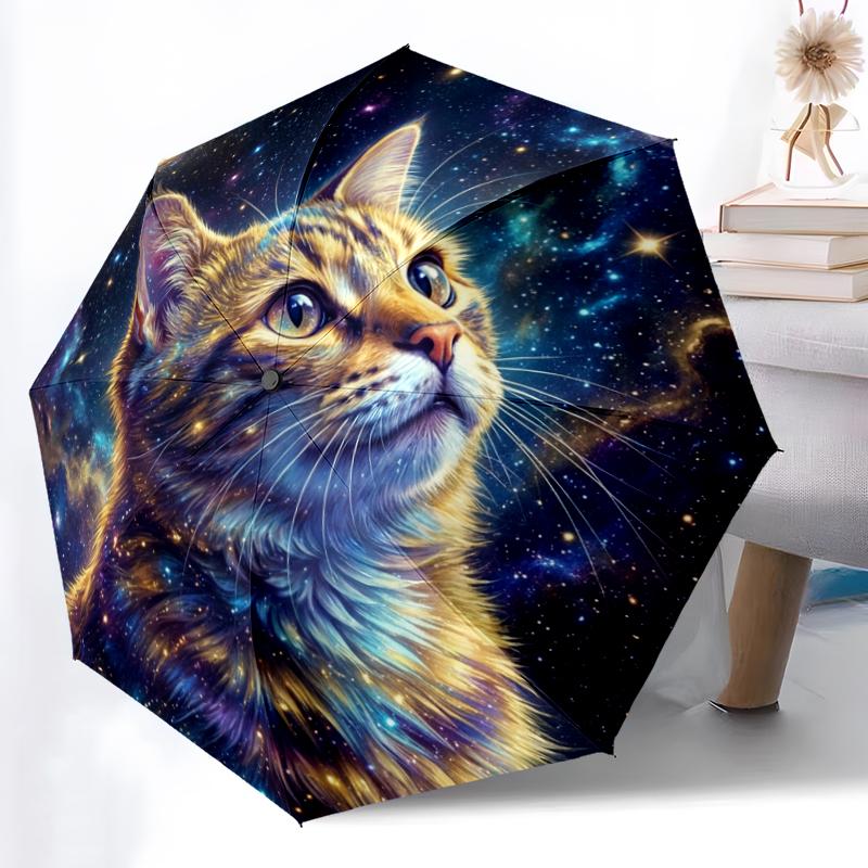 

Galaxy Cat Printed Umbrella, Auto Open-Close 8-Rib Umbrella for Outdoor Adventures, Ideal Birthday Gift