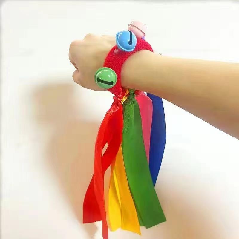 Children's High-Elasticity Wrist Ribbon with Bells for Dance Performance