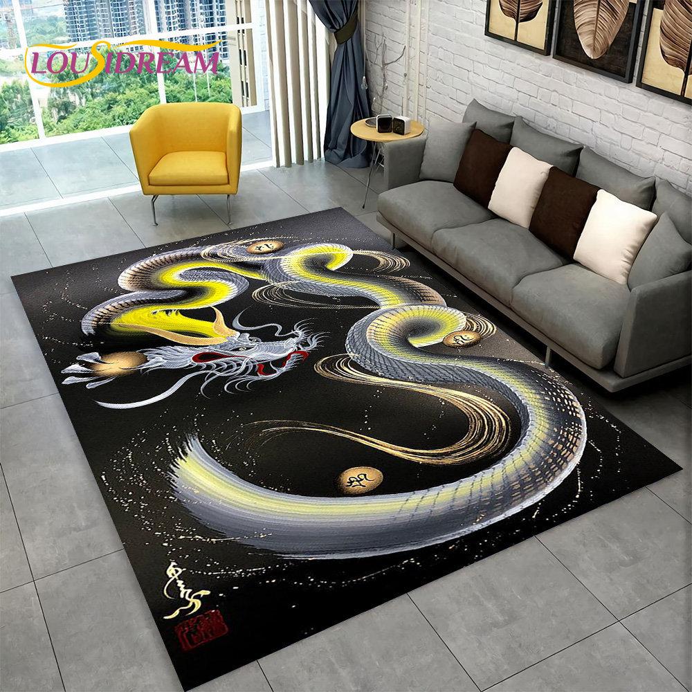 Duży dywanik z motywem smoka z kreskówek, dywanik do salonu, sypialni, sofy, wycieraczka, dekoracja kuchni, dzieci bawią się antypoślizgową matą podłogową