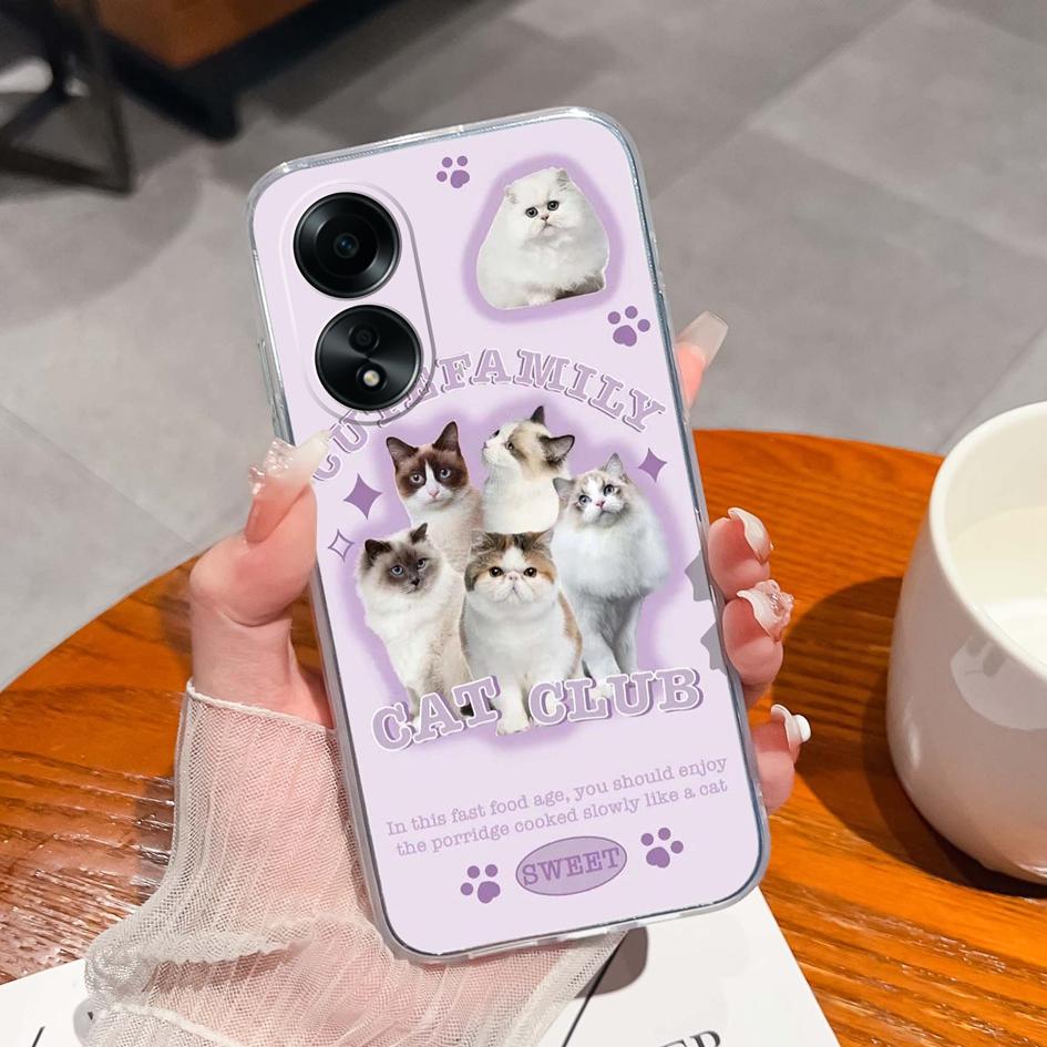 Carcasă nouă pentru Oppo A58 A57 A57S A57e A77 A77S A78 A79 A98 A38 A2 F23 K11 4G 5G Model animal drăguț din silicon transparent anti-alunecare Carcasă durabilă pentru Oppo Capa