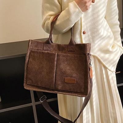 Sacs à main de luxe en velours côtelé pour le bureau, sac à bandoulière pour femmes, sacs de shopping vintage pour dames