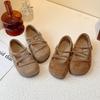 Girls Princess Shoes Kids Leather Shoes Flock Fabric Classic Soft Casual Flats 2025 Spring Autumn Brand New Anti-skid Hook Loop