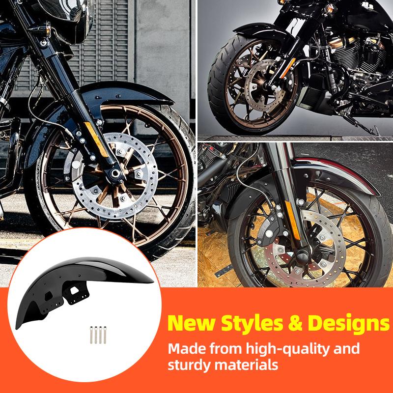 Motorcycle Wrap Front Fender Mudguard Cover Gloss Black Accessories For Harley Touring Road King Electra Street Glide 2014-2023