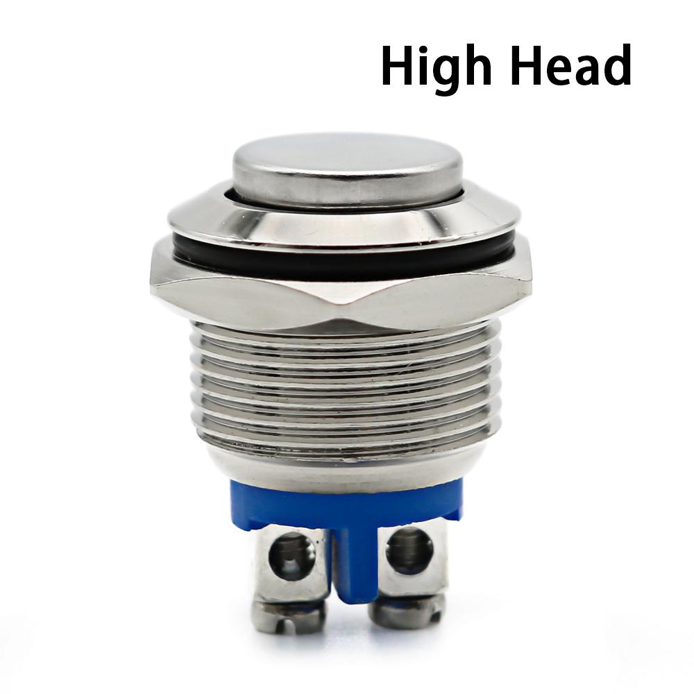 16/19mm 1NO 1NC Flat Head Waterproof Momentary Reset Metal Push Button Switch Screw Terminal Car Engine Doorbell PC Power Switch