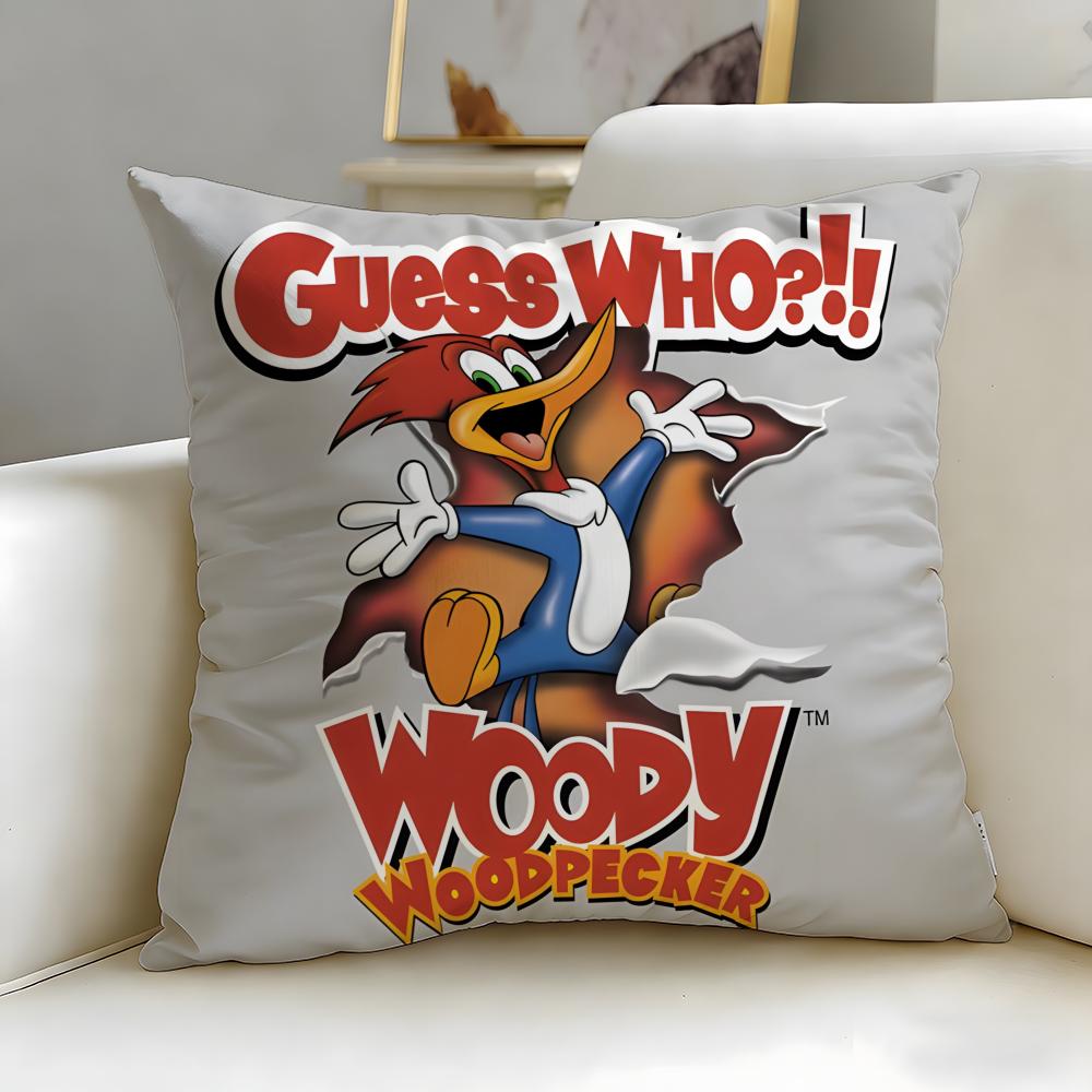 cartoon character Woody Woodpecker Cushion Cover Soft  EasyWash Pillow Case  Versatile for Couch Bed Travel and Office 30X30cm