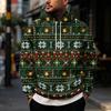 Men's Casual Loose Fit Hooded Sweatshirt with Christmas Print and Large Pockets