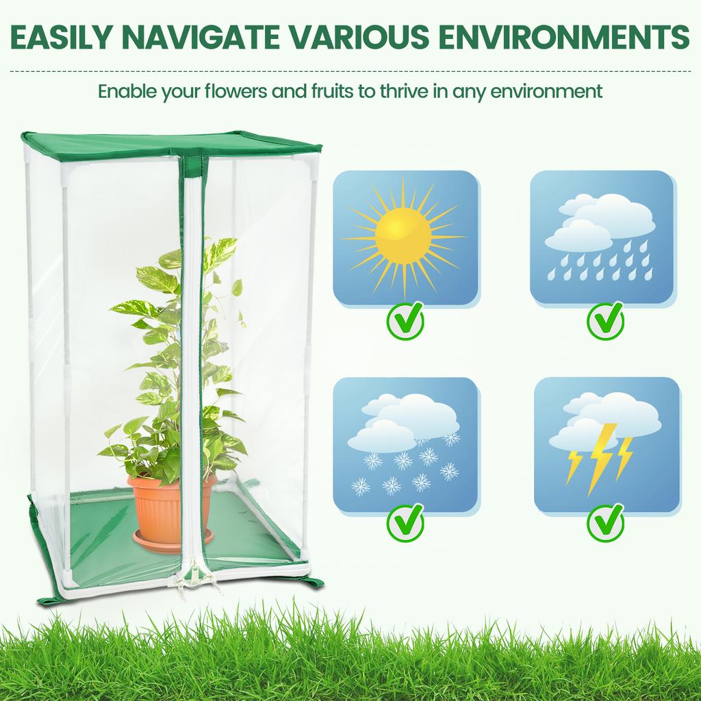 Mini Greenhouse Clear PVC Portable Greenhouse Lightweight Square Small Greenhouse Cover with Ground Nails for Garden Outdoor