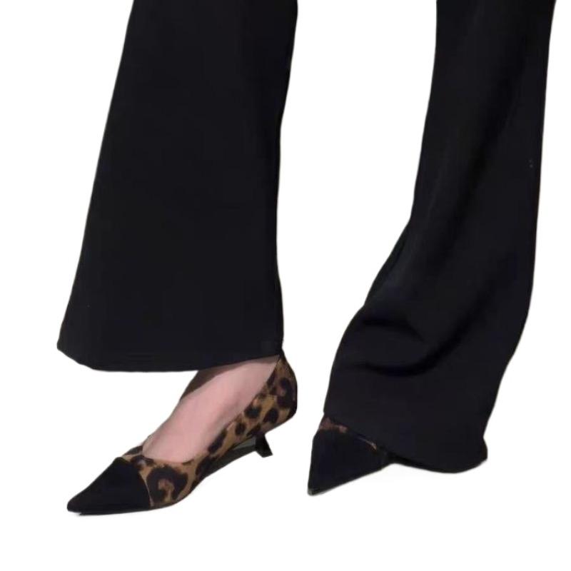 Fashion Sexy Leopard Women High Heels Shoes Pointed Toe Heeled Sandals Dress Party 2025 Summer New Brand Woman Pumps Zapatillas De Mujer
