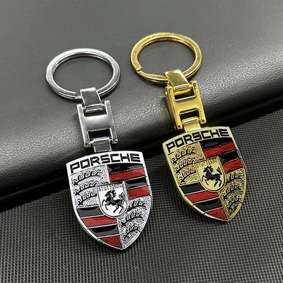 Araba Amblemli Anahtarlık H Tokalı Çift Taraflı Anahtarlık Porsche Cayenne Panamera Macan 911 718 Taycan Boxster Cayman 918 Pajun İçin