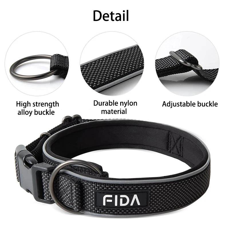 Large Dog Collar Pet Reflective Adjustable Collar for Medium Big Dogs Outdoor Walking Training Supplies