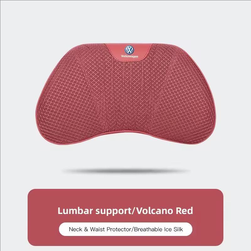 Car Neck Pillow Seat Cover Lumbar Support Headrest For VW GTI Polo T5 Passat Golf Tiguan Jetta CC T-ROC Scirocco Beetle Hub Cap