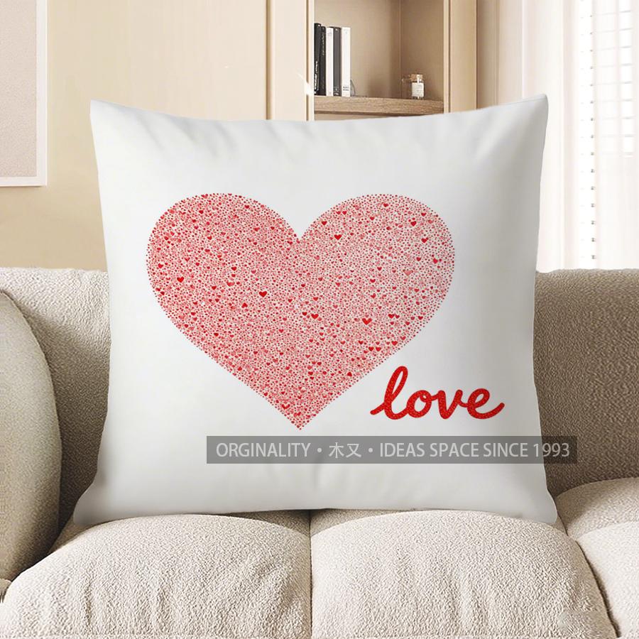 2D Heart & Love Pattern Throw Pillow Cover Pattern Cushion Cover Suitable For Sofa Bedroom Car Pillow Cover