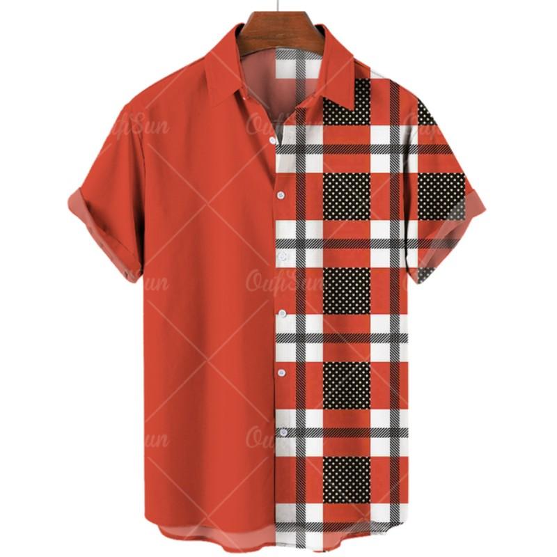 Letnia Hawajska Męska Codzienna Plażowa Koszula w Kwiaty Top Wakacyjny Oddychająca Odzież Modowa 3D z Krótkim Rękawem Koreański Slim Fit