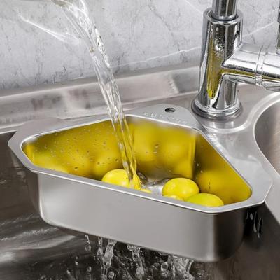 Ecksieb-Design Edelstahl Spülbeckenabflusskorb Doppelfunktion Dreieck Küche