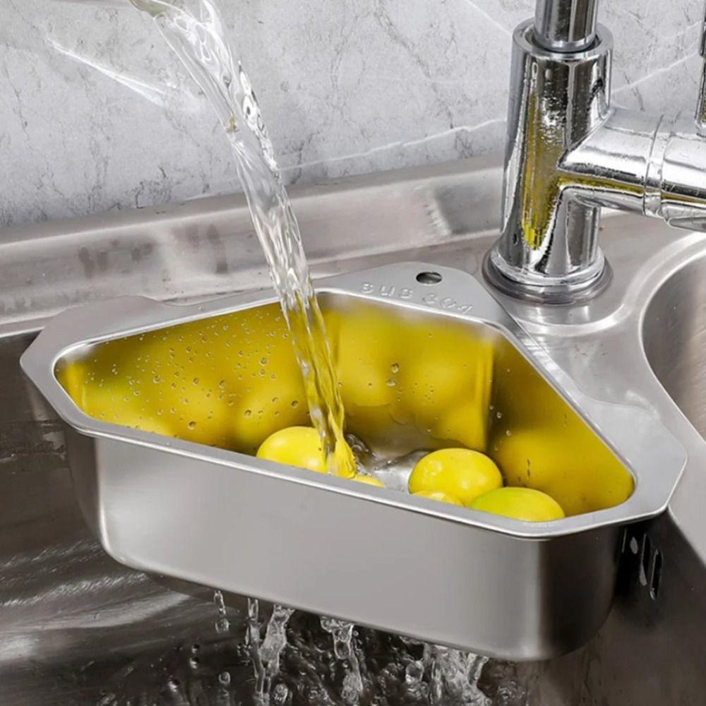 Triangle Shape Kitchen Sink Filter Corner Strainer Design Dual Function Triangle  Bathroom Storage