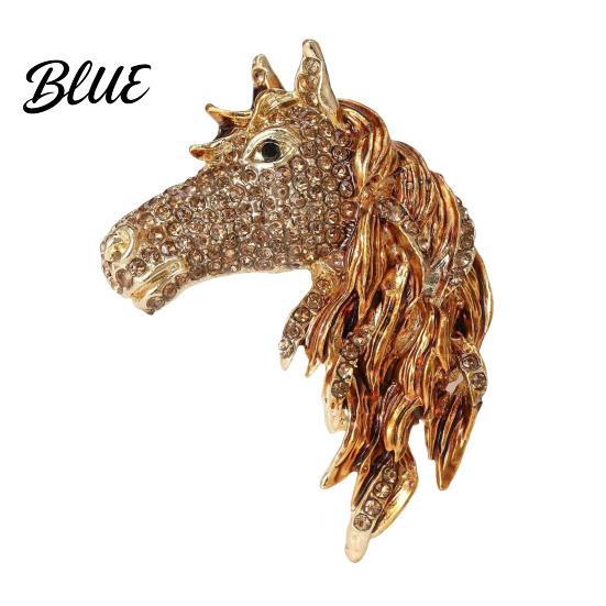 Horse Theme Gift Head Brooch Sparkling Alloy Animal Lapel Pin