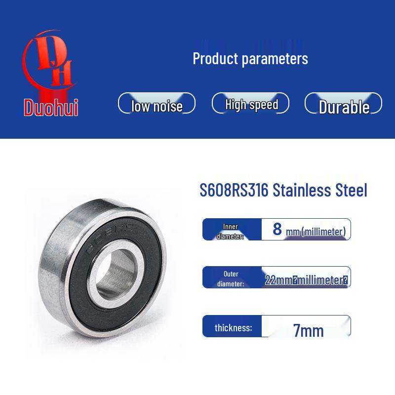 316 Stainless Steel Acid and Alkali Resistant Miniature Ball Bearing (Models 603-609, 688)