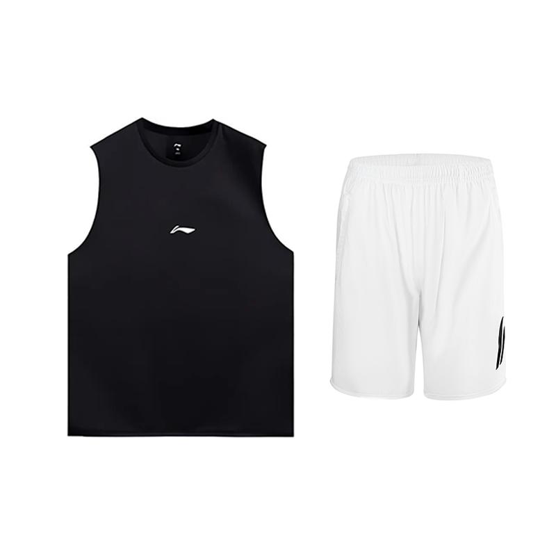 

Li-Ning Comfortable Breathable Quick-Dry Vest And Fitted Shorts Casual Sports Set Unisex sets YVSV027-2+YKSU157-1 M