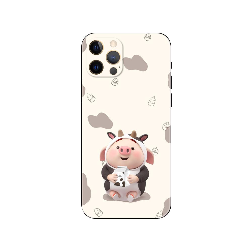 

Чехол для телефона Kawaii Pig для iPhone 5 5S 2020se 6 6s 7 8 plus x 10 XR XS 11 12 13 mini pro MAX, черная задняя крышка из ТПУ iphone 13pro MAX