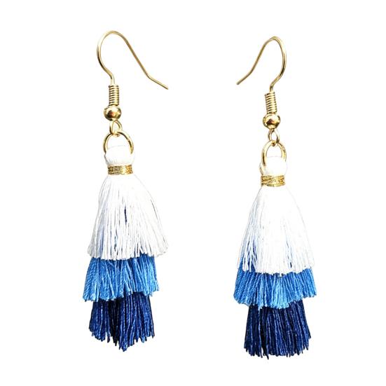 

Earrings Multi-layered Fringe Earrings Creative Red, White, and Blue Flag-Colored Pendant Earrings 4th of July Independence Day Gift for Women D