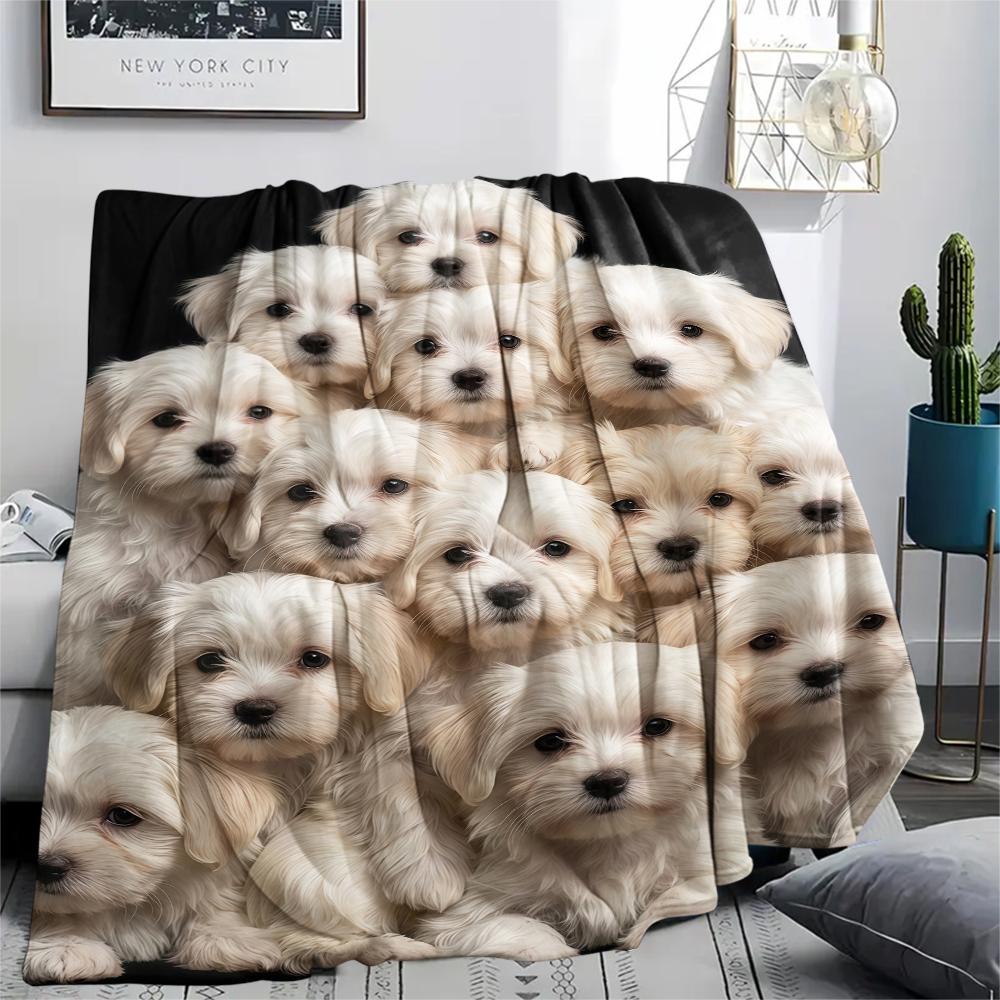 Many cute puppies Print Flannel Blanket,High quality Comfortable for All Seasons,Home Decor,Warmth and Comfort,Perfect for Christmas Gifts