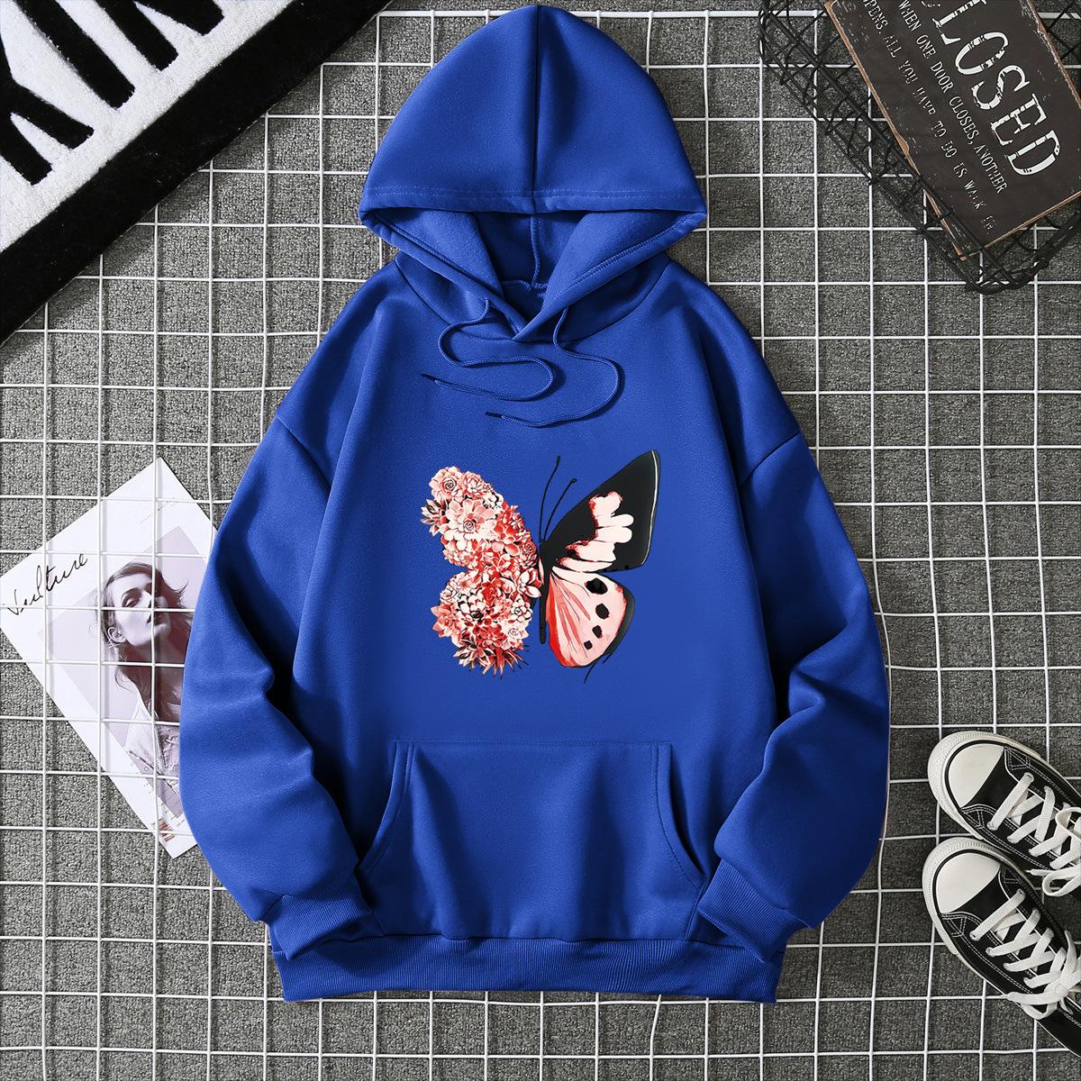 

Butterfly Print Hooded Fleece Sweatshirt 6792 3XL