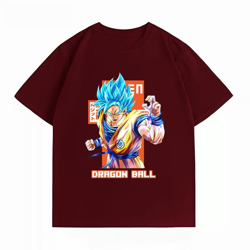 Unisexs Clothing New 100 Cotton Breathable Summer TShirt Dragon Ball Goku Blue Print Casual Streetwear Unisexs Tops