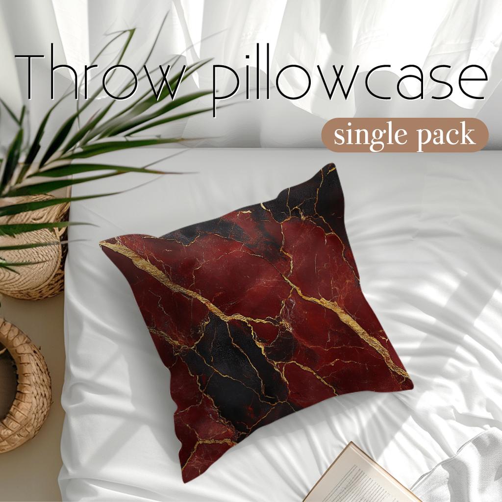 1pcs Wine Red Marble Pillowcase Square Bedroom Cushion Covers Zipper Living Soft Home Comfortable Decor 45x45cm