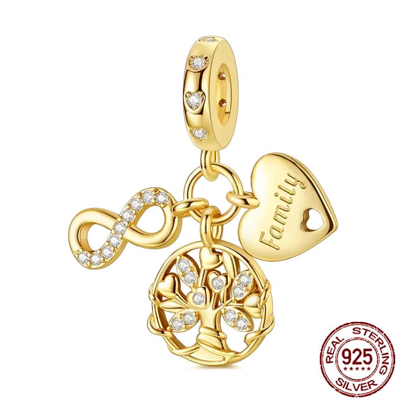 Double Sided Heart Sisters Charm Copper Tree Of Life Family Dangle Pendant Fit Bracelet Necklace Diy Jewelry