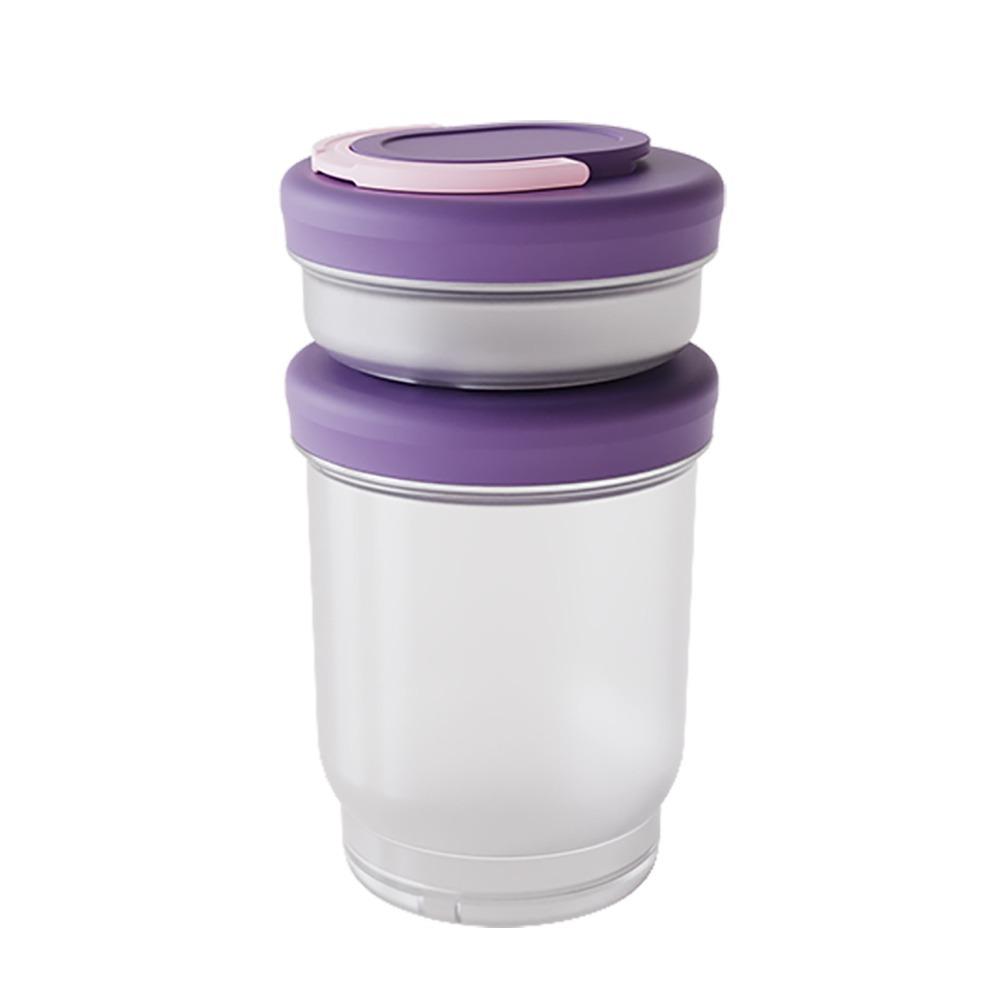 Draining Double-layer Fruit Salad Cup Fresh-keeping Fruit Storage Jar  Microwave-safe Purple Cup