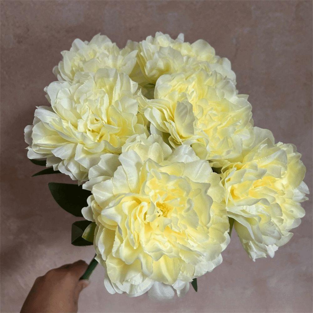 Multicolor Artificial Flower Peony Silk Petals 7 Heads Lifelike Peony Flowers Leaves Floral Arrangement Simulation Flower Gift