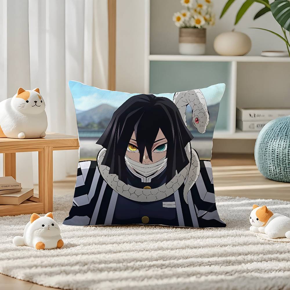 Demon Slayer Entertainment District Arc Anime Plush Pillow Cover Soft Short Plush Cushion Cover For Sofa Bedroom Home Decor