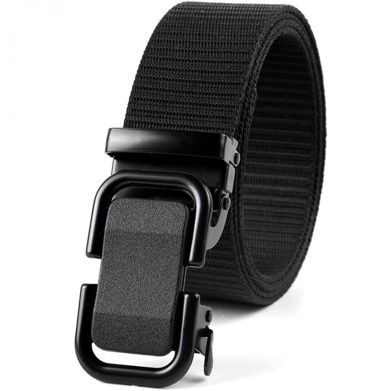 Men'S Belt Automatic Metal Buckle Imitation Nylon Webbing Outdoor Work Belt Toothless Automatic Buckle Casual Sports Canvas Belt