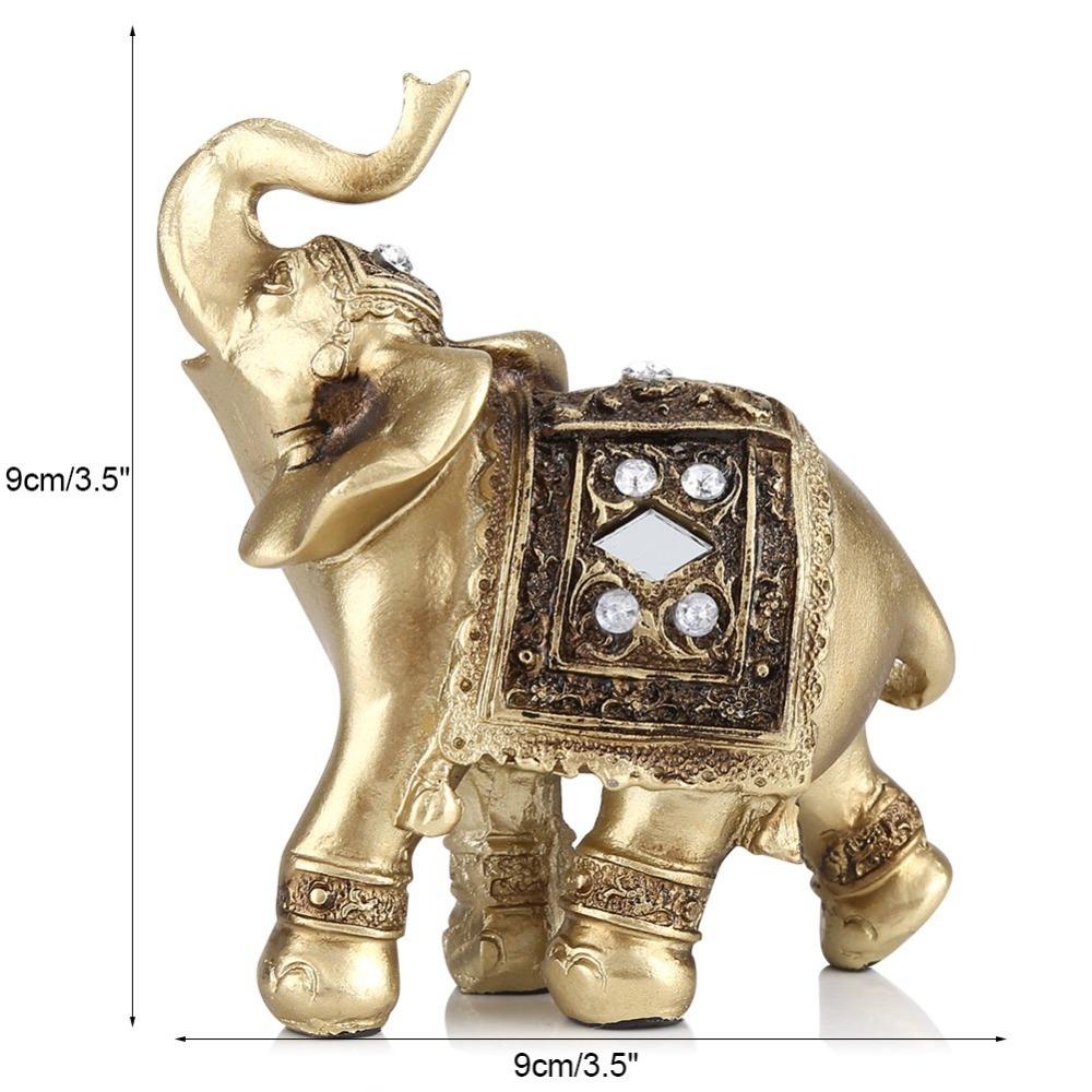 Golden Elephant Figurine Resin Feng Shui Elephant Elephant Ornament  Decoration Gift S