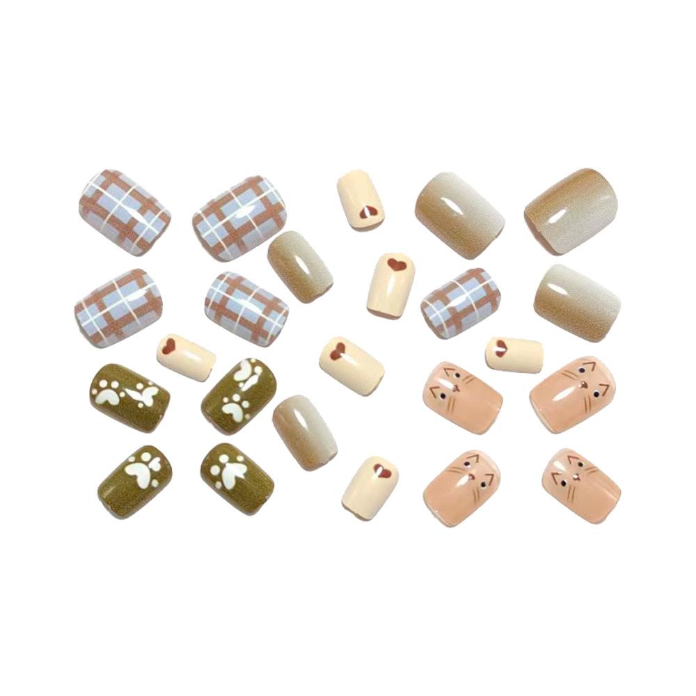 Wearable Manicure Autumn Hand-painted Cute Cat Autumn And Winter Maillard Manicure Nail Patches Removable