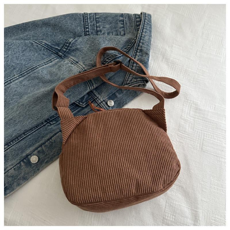 Canvas-Tasche mit großem Fassungsvermögen, neue Retro-Cord-Umhängetasche für Damen, lässige Studenten-Klassentasche