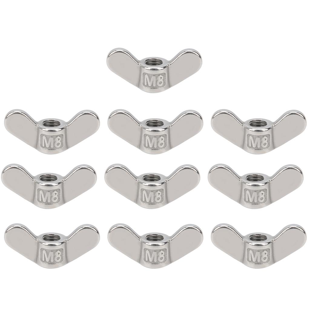 10Pcs M8 Wing Nut Butterfly Nuts 304 Stainless Steel Fastener Hardware Accessory