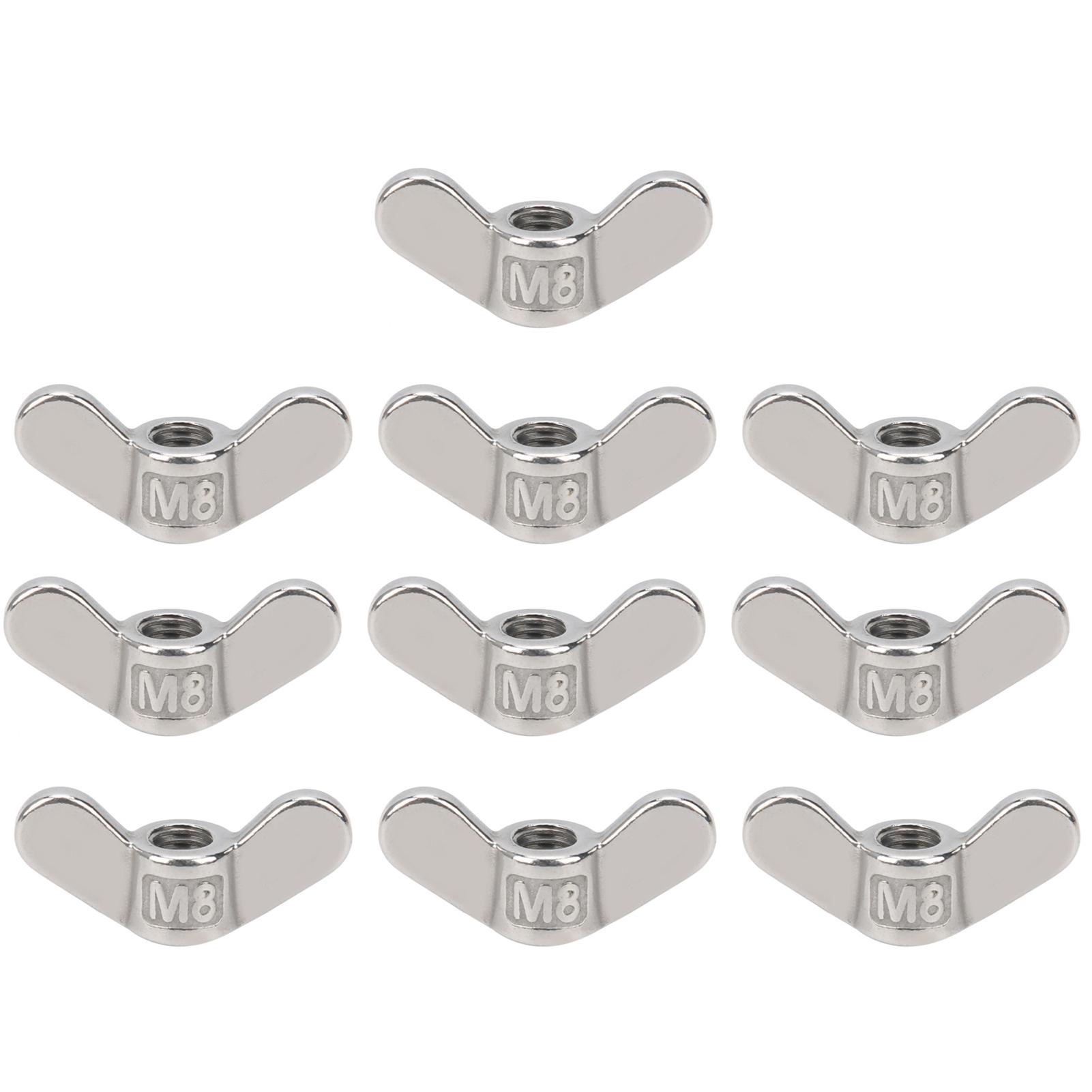 

10Pcs M8 Wing Nut Butterfly Nuts 304 Stainless Steel Fastener Hardware Accessory