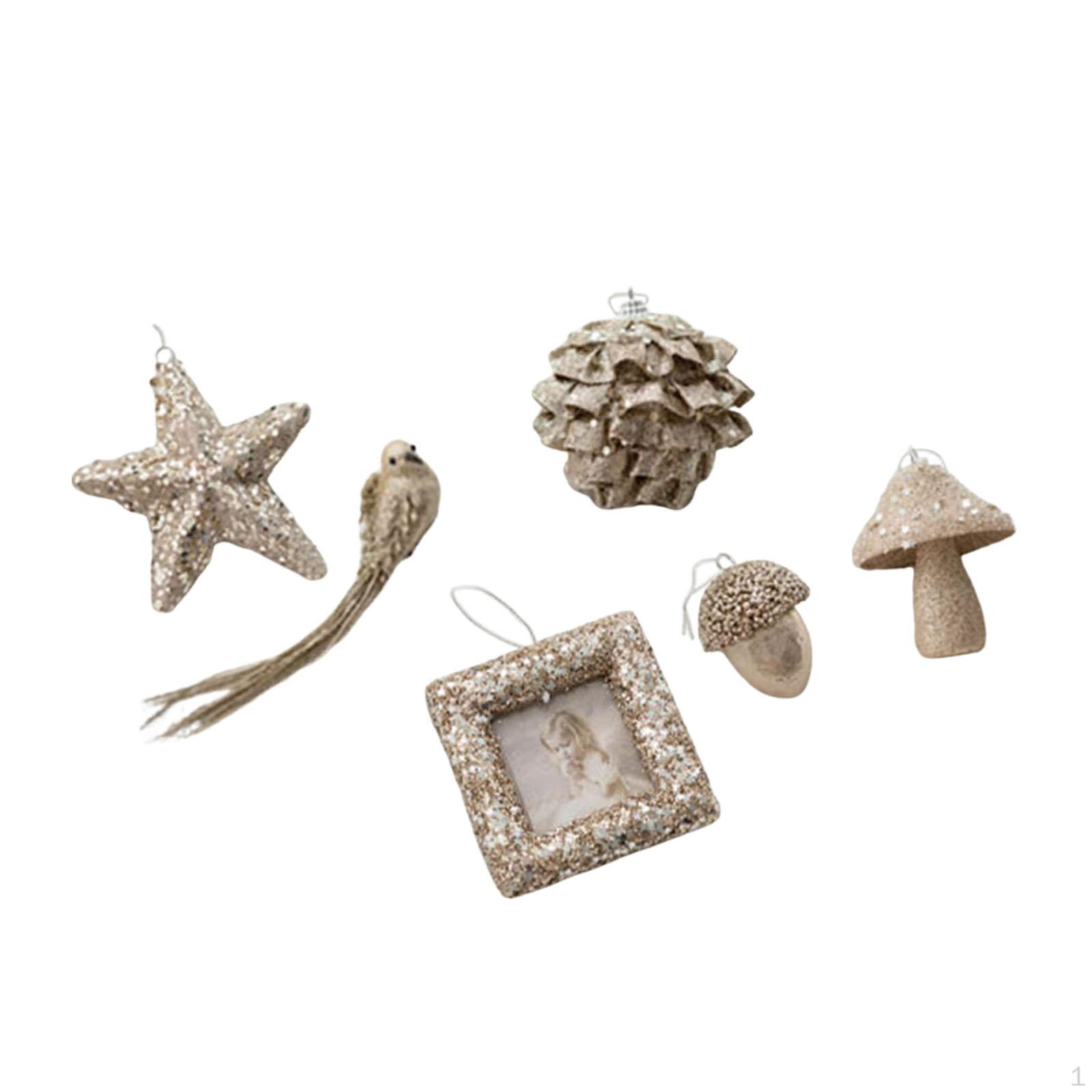 Украшения для елки Шарики Украшения Поделки Подвески с подвесками Блестящий Рождественский декор Various Shape 6PCS