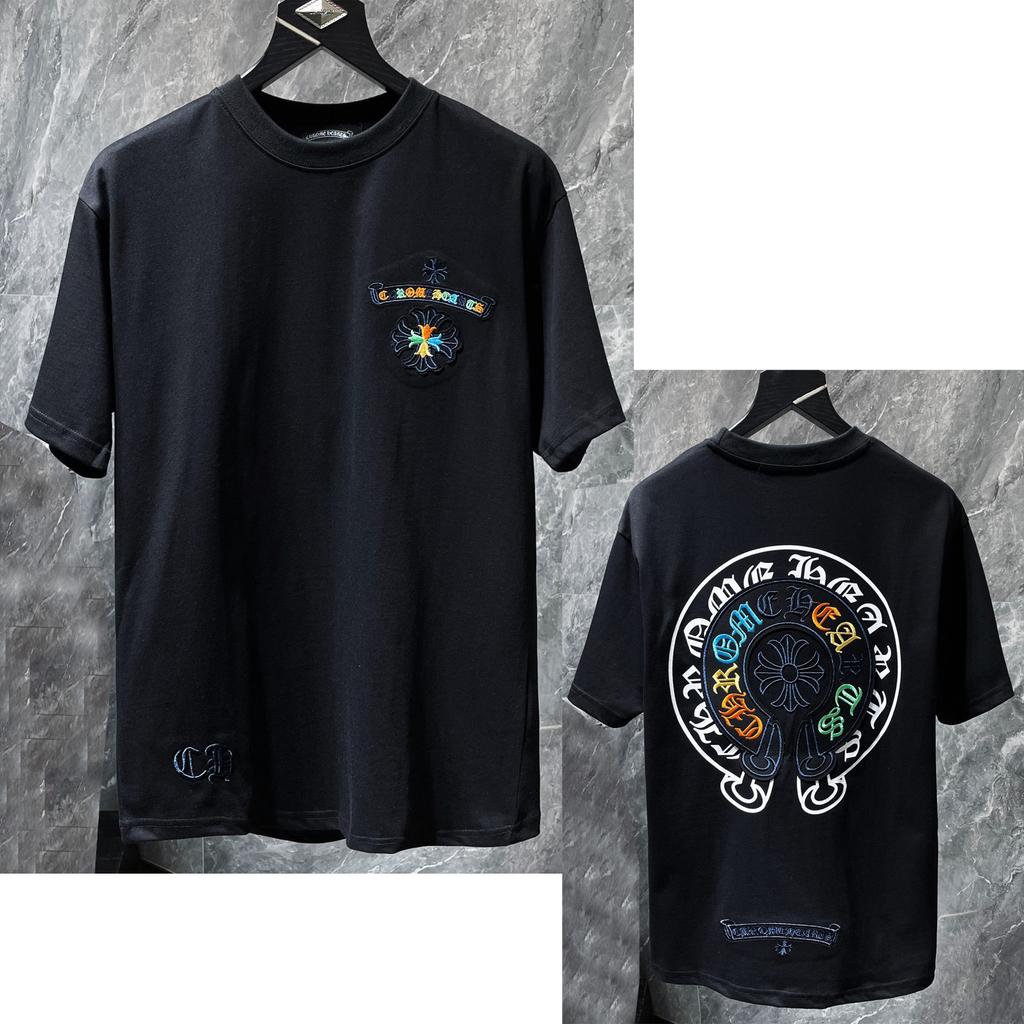 8719 CHROME HEARTS Summer New High Quality Cotton Round Neck Loose Large Size Men's and Women's T-shirt Couple T-shirt