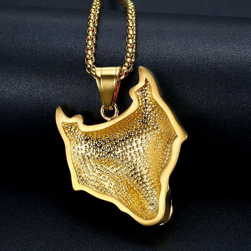 Hip Hop Iced Out Viking Wolf Head Pendant Male Gold Color Stainless Steel Animal Necklace For Men Norse Talisman Jewelry
