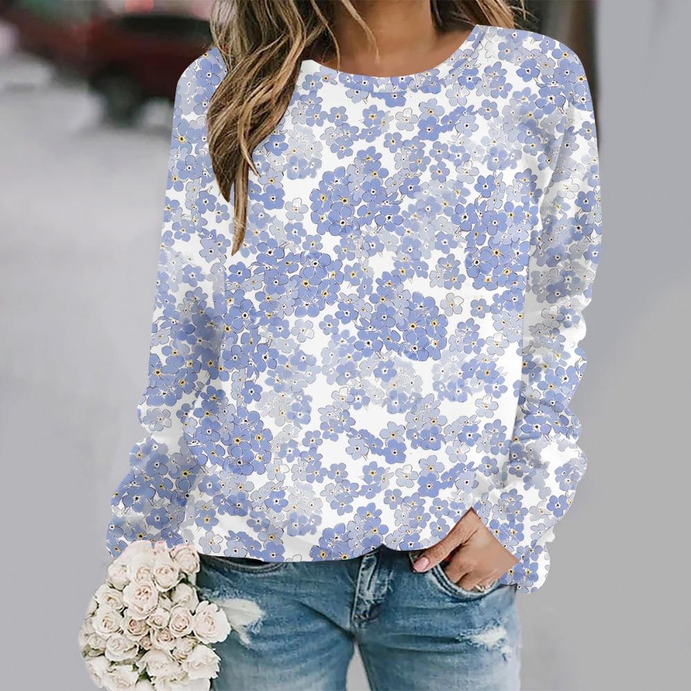 2025  Autumn and winter new fashion round neck long sleeve printed elegant casual loose hoodie
