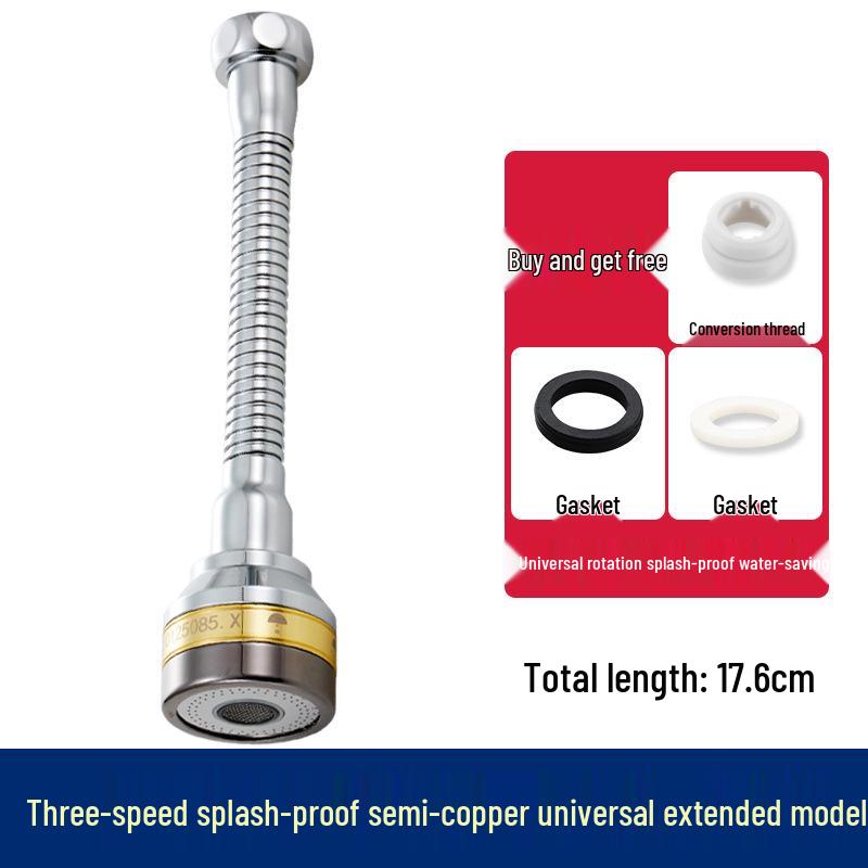 Splash-Proof Copper Kitchen Faucet Extension Nozzle with Pressurized Shower Head Aerator