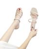2024 New Small Size Fashion Summer Two Wear Sandals Women's Summer Straps Gentle Medium Heel Coarse Heel High Heel Sandals