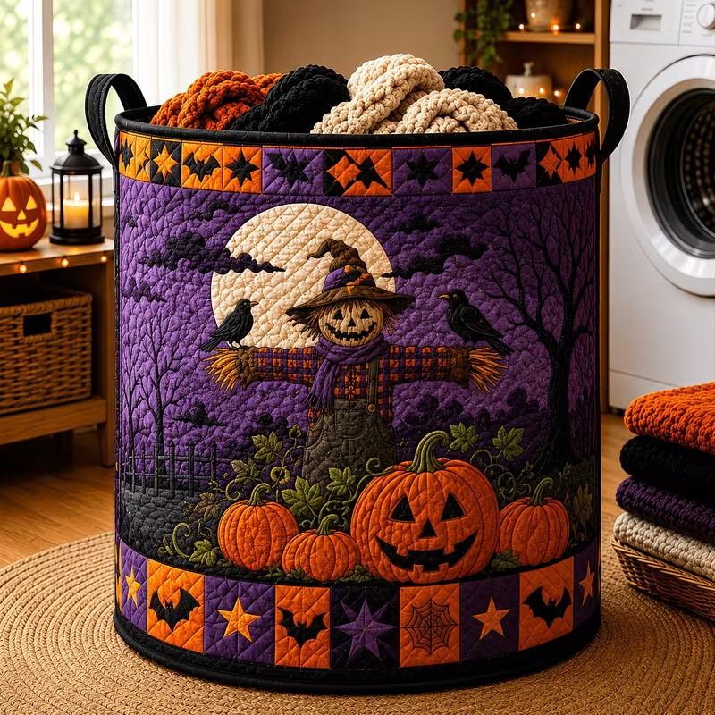 Halloween Quilted Cotton Laundry Basket Storage Organizer Home